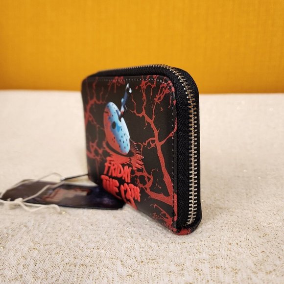 Loungefly Friday the 13th Jason Voorhees Mask Halloween Horror Movie Zip Wallet - Picture 6 of 12